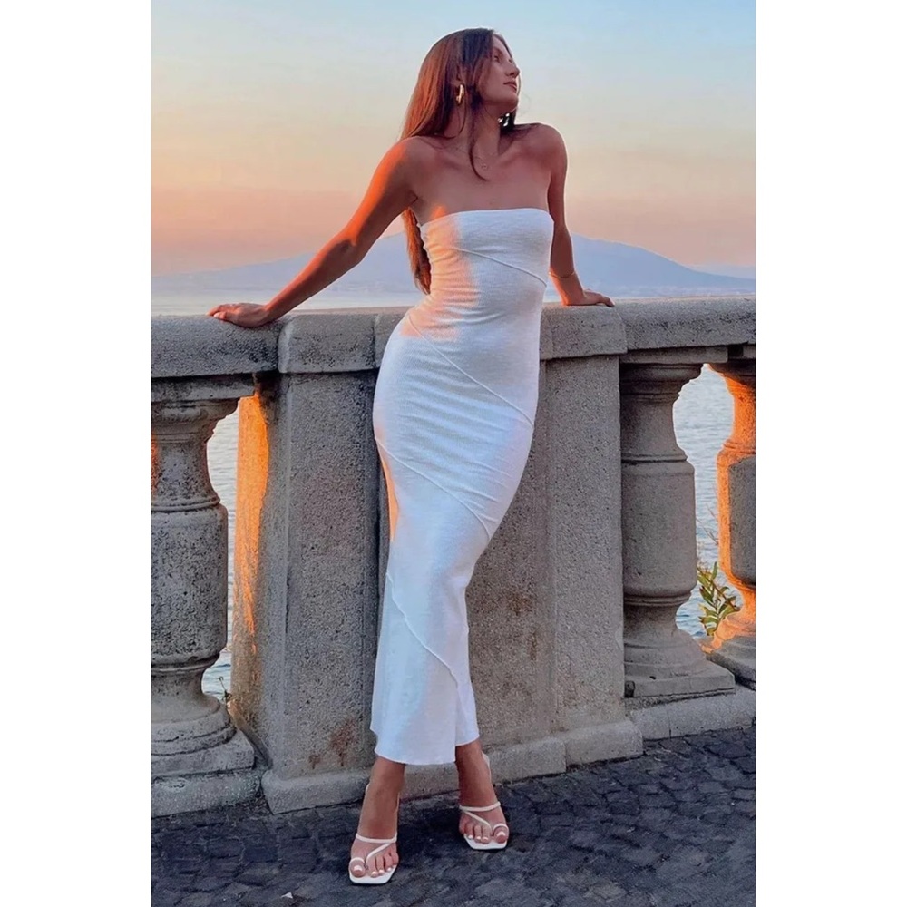 Princess Polly Strapless White Maxi Dress